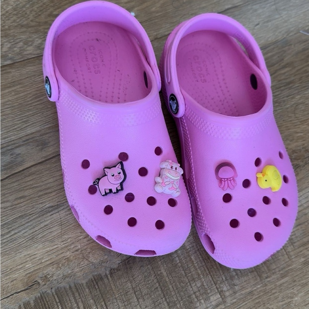 Kids Pink Clogs with Fun Charms